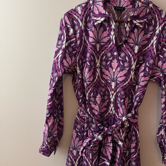 Talbots women’s Modern poplin shirtdress floral Size 12 - Picture 9 of 11